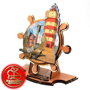 3710 Часы инверсионные "Штурвал" настенные/настольные дерево 8*6*18 см