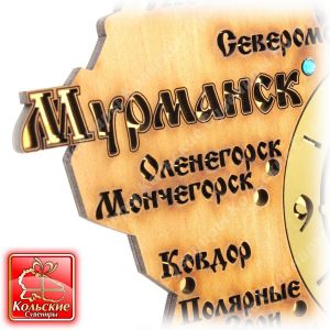 3702 Часы "Кольский полуостров" настенные/настольные дерево 25*19*4 см