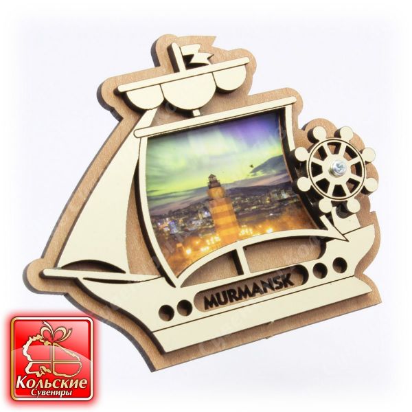 5163 Магнит "Кораблик" 9*7,5*1,2 см ― Кольские Сувениры