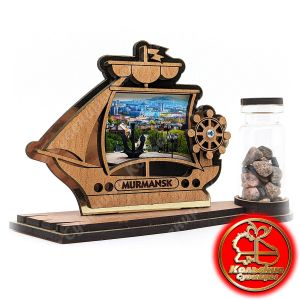 5302 Миниатюра "Кораблик с частицей Кольской земли" 13,7*8*3,3 см